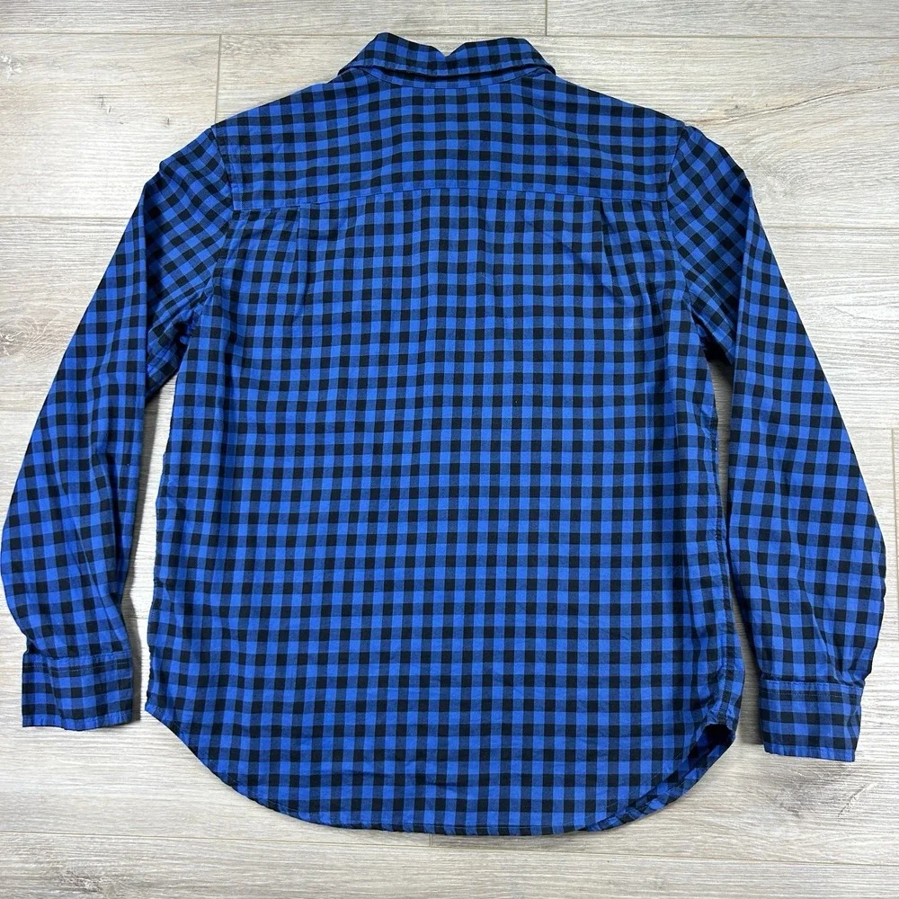Polo‎ Ralph Lauren Youth Large 14-16 Blue Checkered Button Down Camp Pockets